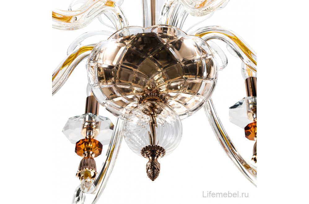 Люстра CATARINA SP6 V2 GOLD/TRANSPARENT-COGNAC
