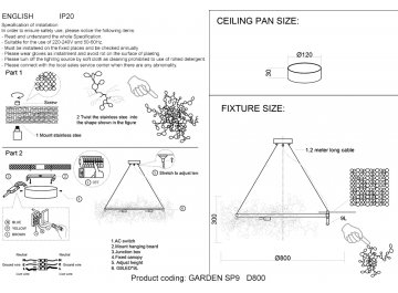 Люстра GARDEN SP9 D800 GOLD