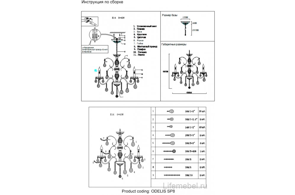 Люстра ODELIS SP8 GOLD