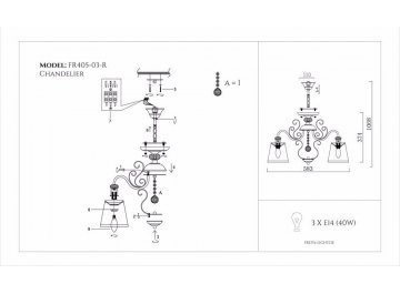 Люстра подвесная Driana FR405-03-R античная бронза