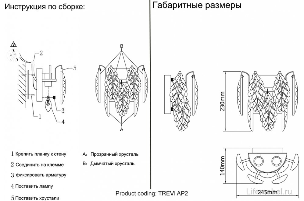 Бра TREVI AP2 BRASS