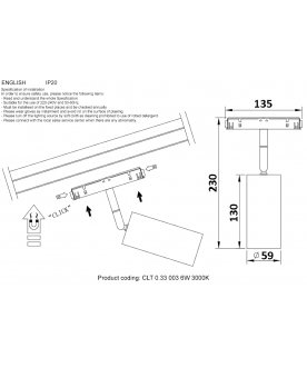 Магнитный трековый светильник CLT 0.33 003 12W BL 3000K