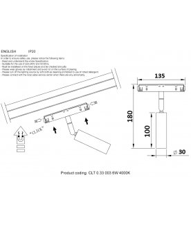 Магнитный трековый светильник CLT 0.33 003 6W WH 4000К