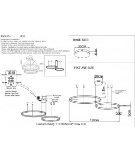 Подвесной светильник FORTUNA SP123W LED GOLD