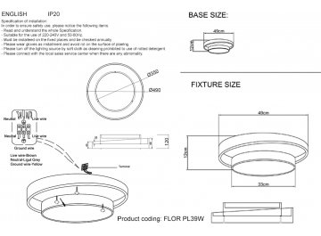 Диодный светильник потолочный FLOR PL39W LED 4000K WH