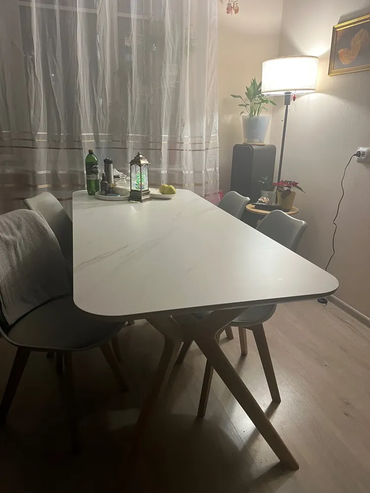 Стол Unika 180x80 белый спеченный камень / светлое дерево фото покупателя 7