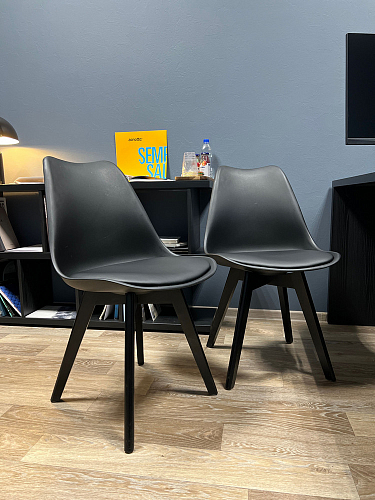 Деревянный стул Bonuss темно-серый / черное сидение / черный фото покупателя 18