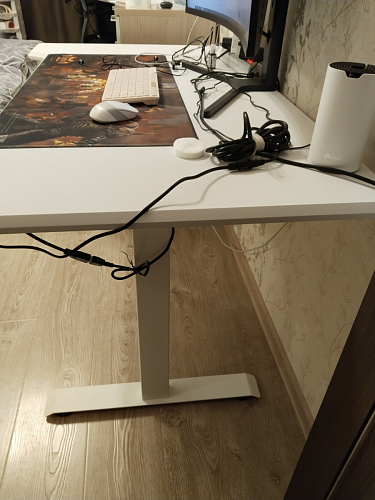 Компьютерный стол Маркос с механизмом подъема 140х80х75 орех кантри / белый фото покупателя 16