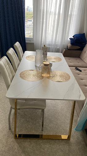 Керамический стол Селена 1 140х80 черный мрамор / золото фото покупателя 22