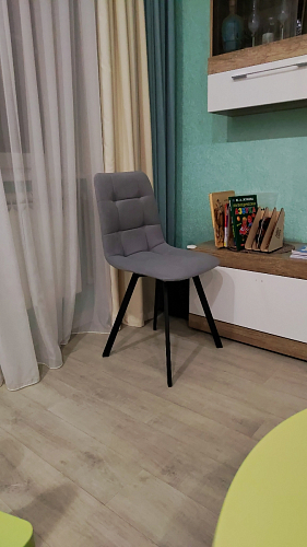 Стул на металлокаркасе Чилли К светло-серый велюр / черный каркас фото покупателя 1234