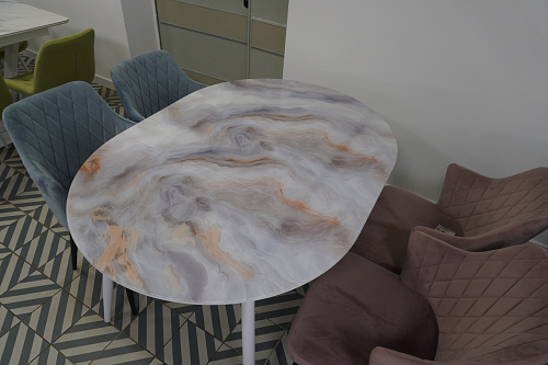 Стеклянный стол Кловис 100(140)х100х76 обсидиан / черный из шоурума 7