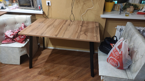 Стол Тринити Лофт 120 32 мм дуб галифакс табако / черный матовый фото покупателя 85