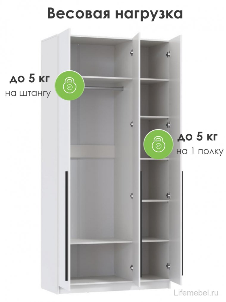Шкаф Брандо 67.08 трехдверный лдсп белый