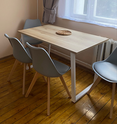 Деревянный стол Барон О 160 х 90 белая пленка шагрень / черный фото покупателя 1