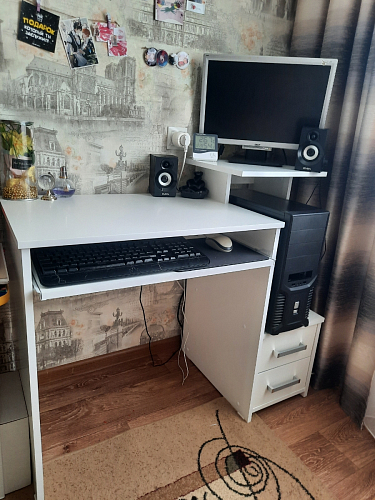 Стол компьютерный Джаз-24 правый белый фото покупателя 78