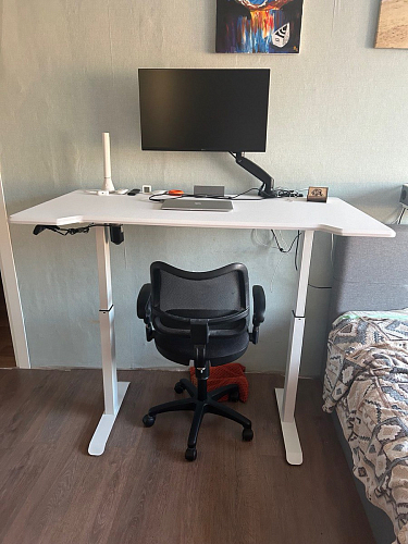 Компьютерный стол Маркос 140х80 голубой / черный фото покупателя 36