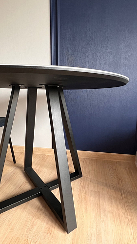 Стеклянный стол Норфолк d100 белый мрамор / черный фото покупателя 13