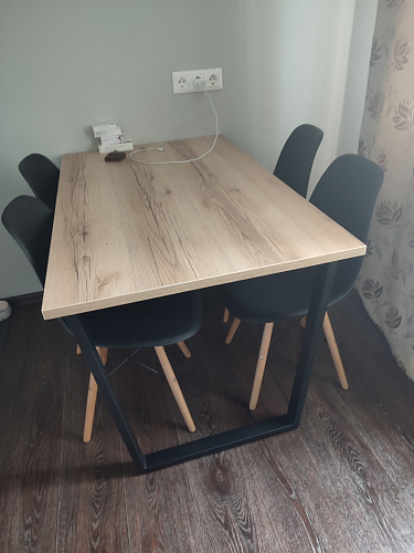 Стеклянный стол Фостер 120(160)х120х76 белый мрамор / черный фото покупателя 88