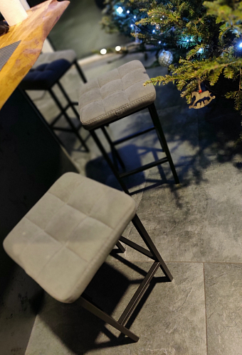 Барный стул Лофт кожзам темно-серый / черный матовый фото покупателя 28