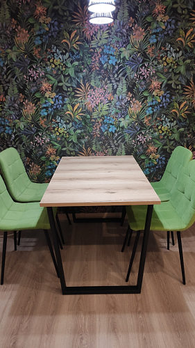 Стеклянный стол Фостер 120(160)х120х76 белый мрамор / черный фото покупателя 34