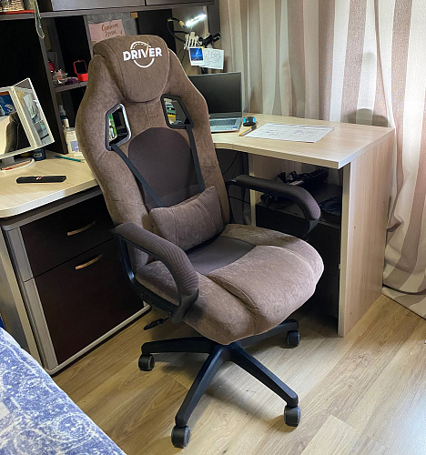 Компьютерное кресло Driver/Драйвер кожзам черный / ткань черный фото покупателя 42