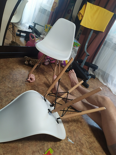 Пластиковый стул Eames PC-015 серо-голубой / дерево фото покупателя 406