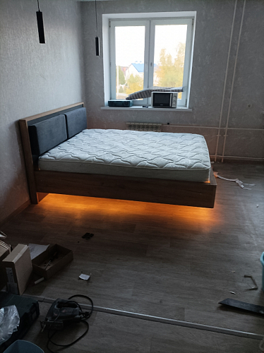 Двуспальная кровать Клауд 160х200 парящая дуб крафт золотой / антрацит фото покупателя 82