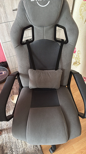 Компьютерное кресло Driver/Драйвер кожзам черный / ткань синий фото покупателя 12