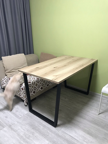 Стеклянный стол Фостер 120(160)х120х76 белый мрамор / черный фото покупателя 52