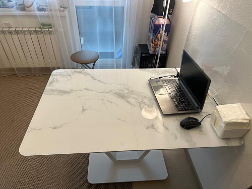 Стол на тумбе Бугун белый / золото фото покупателя 64