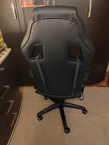 Компьютерное кресло Driver/Драйвер кожзам черный / ткань синий фото покупателя 147