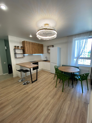 Стеклянный стол Абилин 100(140)х100х76 мрамор черный / черный матовый фото покупателя 4