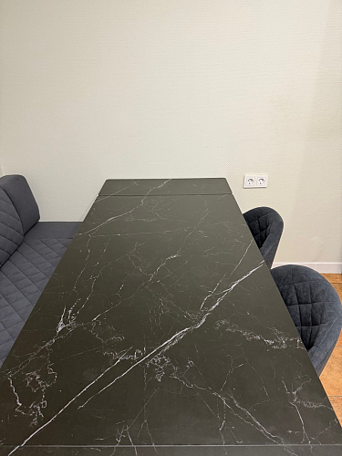 Керамический стол Норман 140(200)х80х75 белый мрамор alpin white / черный фото покупателя 48