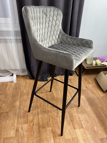 Барный стул Mint велюр темно-бежевый / черные ножки наконечники золото фото покупателя 6