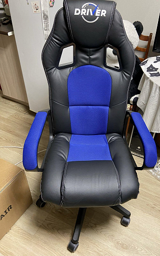 Компьютерное кресло Driver/Драйвер кожзам черный / ткань синий фото покупателя 129