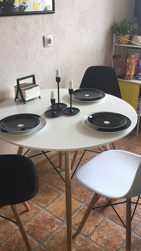 Стол Tulip 150 white top / wood leg фото покупателя 1