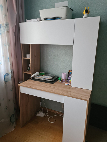 Письменный стол Комфорт 12.71 дуб золотой craft / белая аляска фото покупателя 53