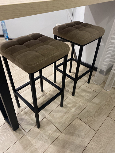 Барный стул Лофт микровелюр катания изумруд / черный матовый фото покупателя 52