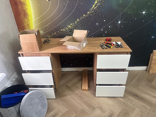 Письменный стол Элла ПС 02 белый / дуб крафт золото фото покупателя 7