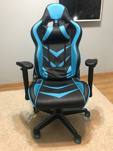 Компьютерное кресло Racer черное / голубое фото покупателя 32