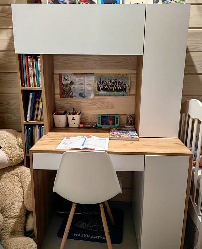 Письменный стол Комфорт 12.71 дуб золотой craft / белая аляска  - Уцененный экземпляр фото покупателя 78