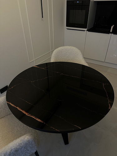 Стеклянный стол Нейтон белый мрамор / золото фото покупателя 4