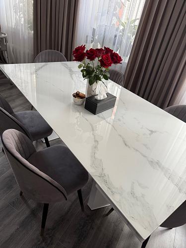 Керамический стол Монерон 180(240)x90 calacatta gold / дуб монтана фото покупателя 6