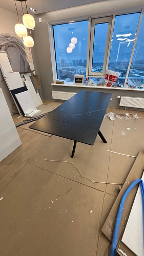 Керамический стол Вилли 140(200)х80 белый мрамор snow white / черный фото покупателя 3