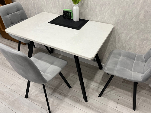 Стул на металлокаркасе Чилли К светло-серый велюр / черный каркас фото покупателя 144