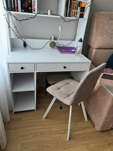 Стул на металлокаркасе Чилли синяя ткань / белый фото покупателя 1079