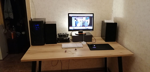 Стол Тринити Лофт 120 32 мм дуб галифакс табако / черный матовый фото покупателя 76