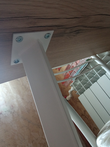 Стеклянный стол Фостер 120(160)х120х76 белый мрамор / черный фото покупателя 7