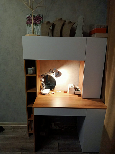 Письменный стол Комфорт 12.71 дуб золотой craft / белая аляска  - Уцененный экземпляр фото покупателя 168