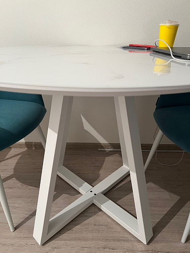 Стеклянный стол Норфолк 100 золото фото покупателя 28